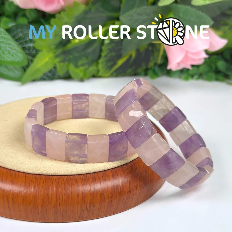 Armband aus Amethyst und Rosenquarz
