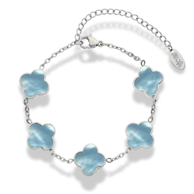 Vintage Blue Lucky Leaf Abbaddon Armband 14K Vergoldet