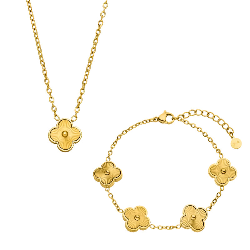 Golden Lucky Leaf Set 14K Vergoldet