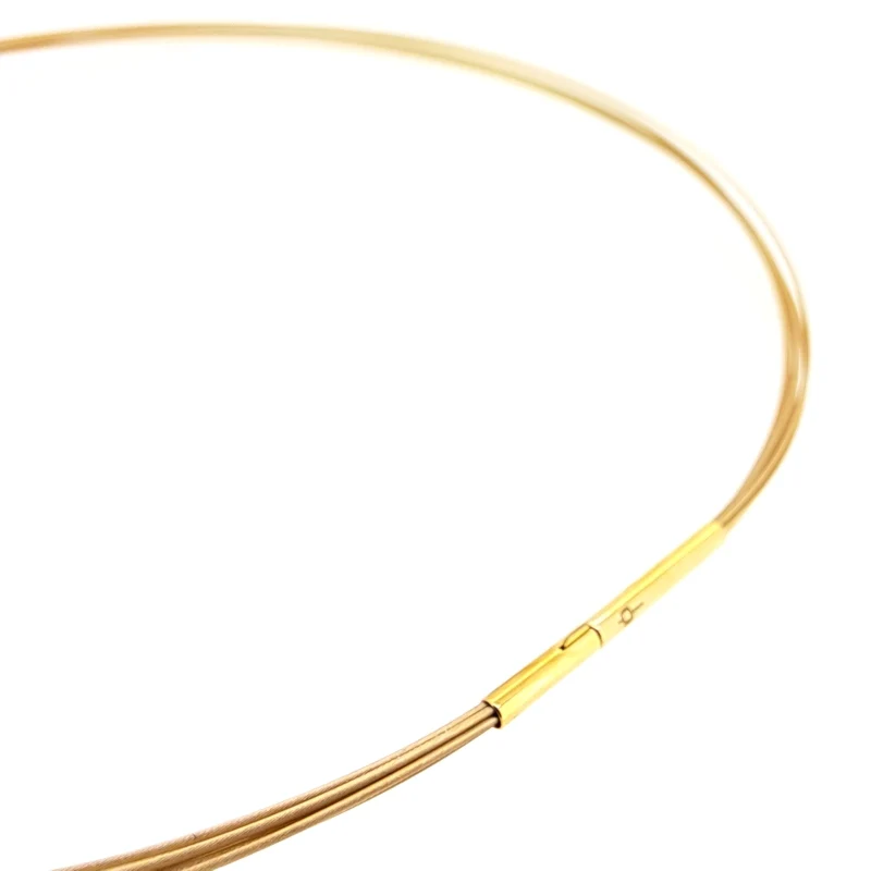 Halsreif Edelstahl Knotenschmuck gelbvergoldet, mit Druckknopf, REIF-7-gold-Druck