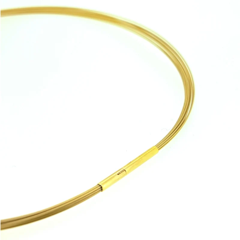 Halsreif Edelstahl Knotenschmuck gelbvergoldet, mit Druckknopf, REIF-12-gold-Druck