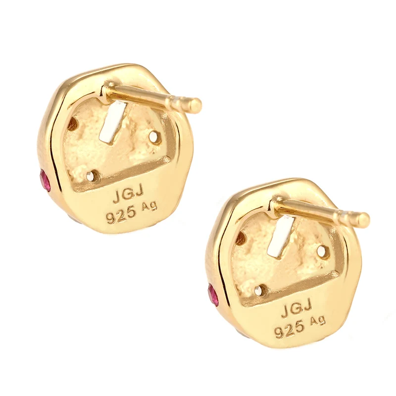 Ohrstecker Rund | Topas (Blau) & Saphir (Pink) & Tansanit (Lila)
