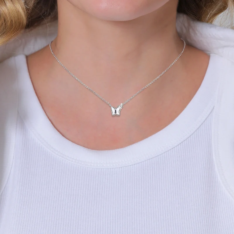 Halskette Schmetterling | Mit Kristallen von Swarovski® (Weiß)