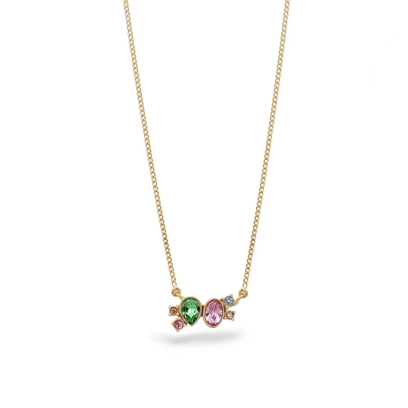 Halskette Tropfen | Mit Kristallen von Swarovski® (Pink & Hellgrün & Blau)