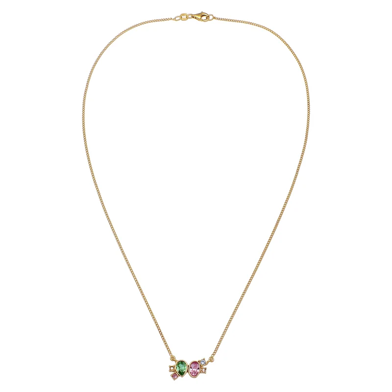 Halskette Tropfen | Mit Kristallen von Swarovski® (Pink & Hellgrün & Blau)