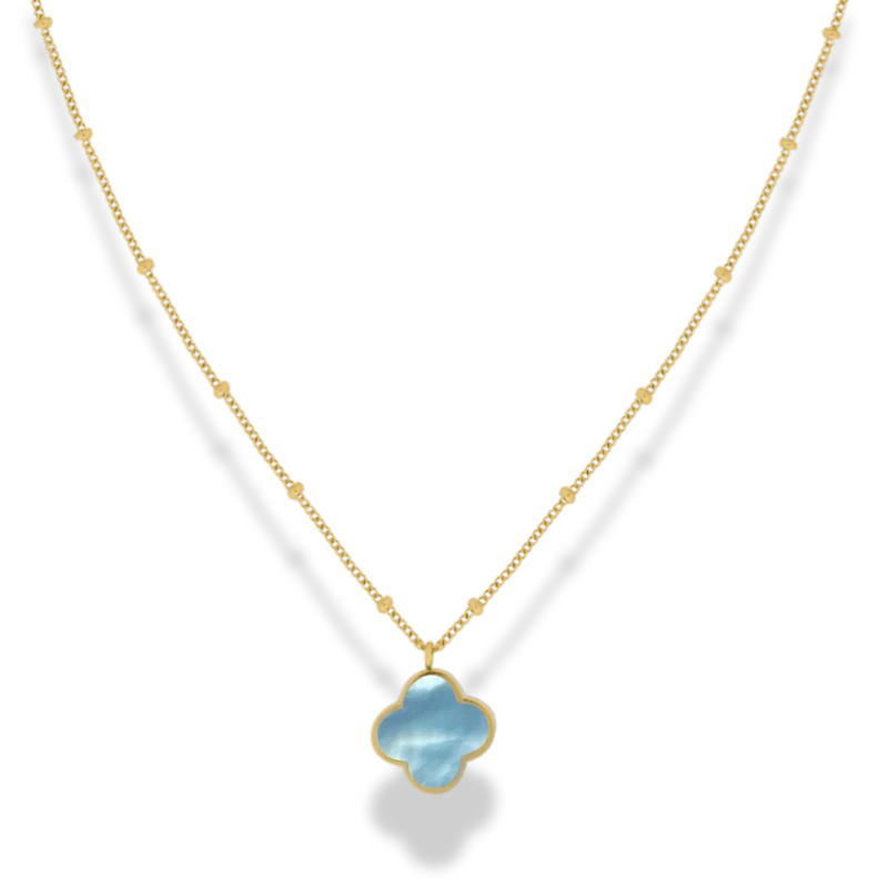 Vintage Blue Lucky Leaf Kette 14K Vergoldet