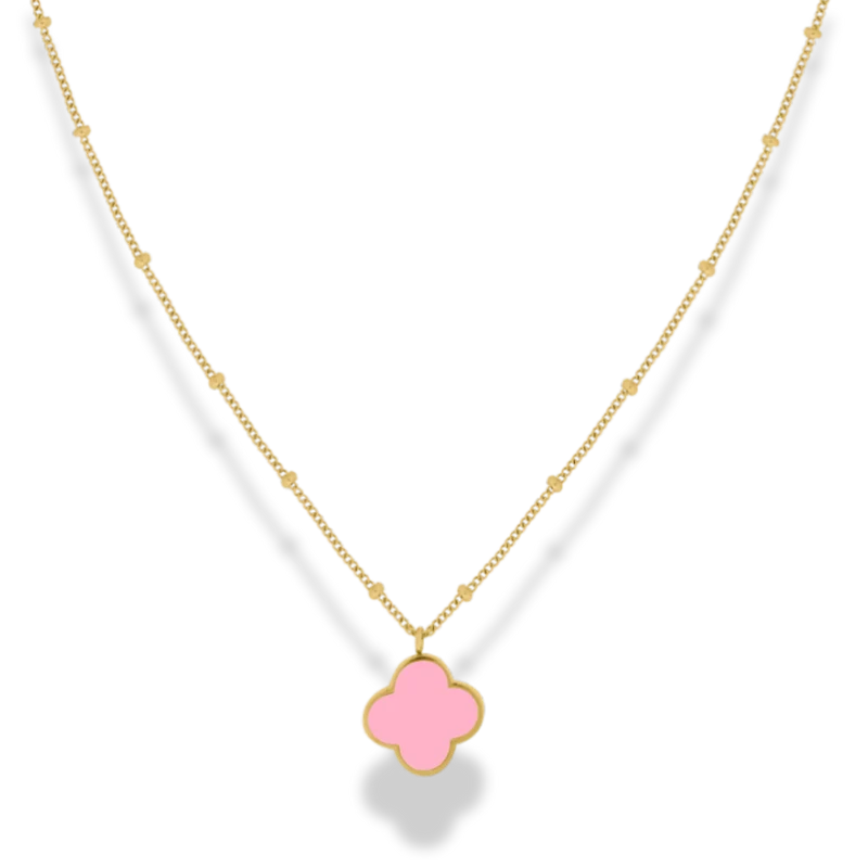 Pink Lucky Leaf Kette 14K Vergoldet