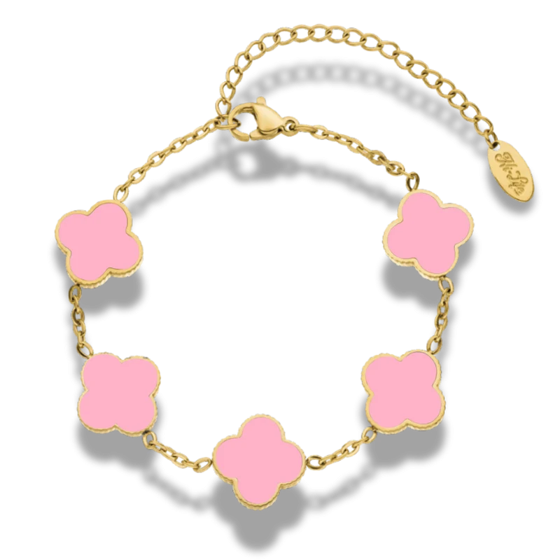 Pink Lucky Leaf Pink Abbaddon Armband 14K Vergoldet