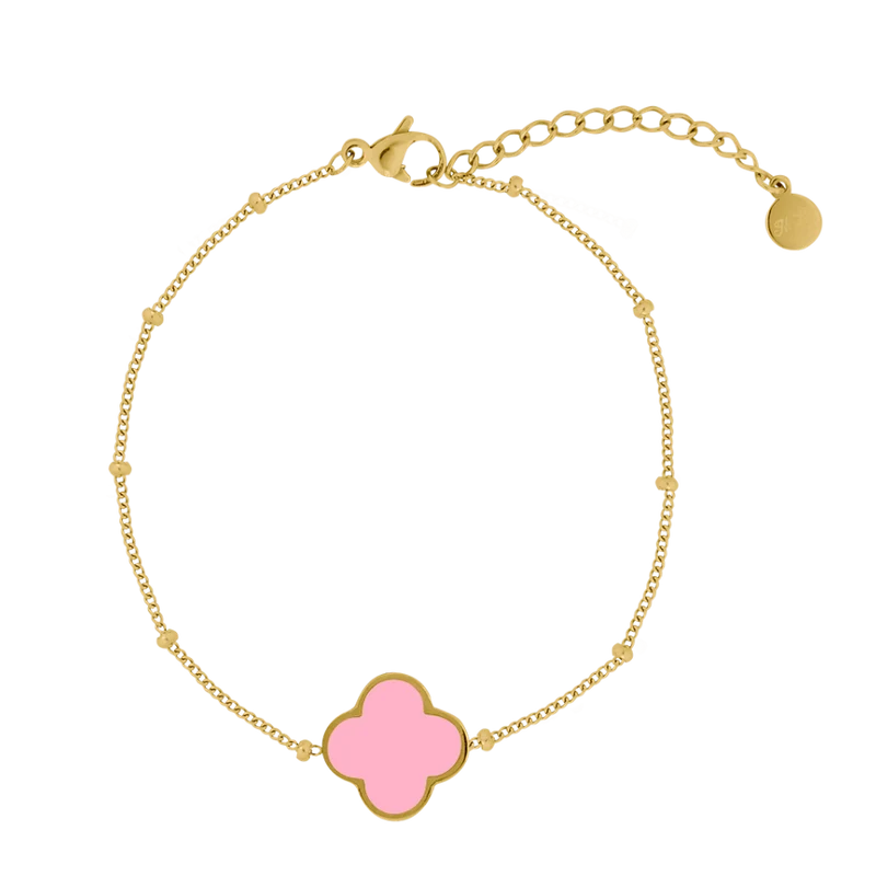 Pink Lucky Leaf Armband 14K Vergoldet