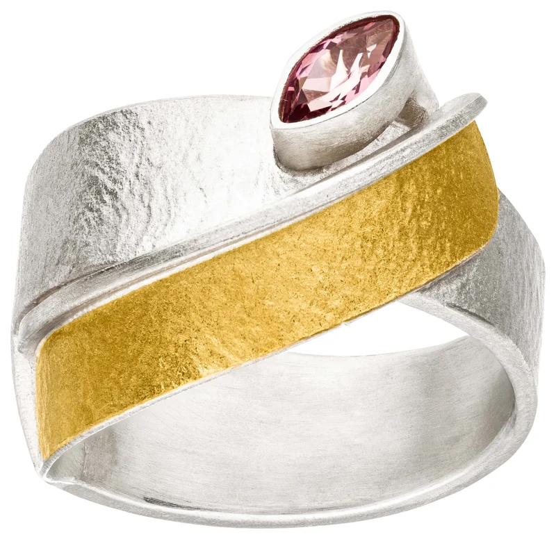 925er Silber Ring feingoldbelegt MANU R1367TUR