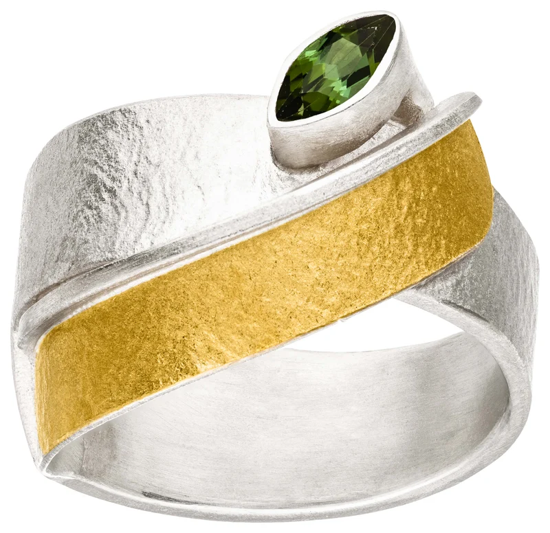 925er Silber Ring feingoldbelegt MANU R1367TU