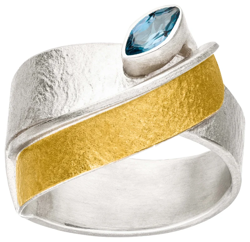 925er Silber Ring feingoldbelegt MANU R1367TL