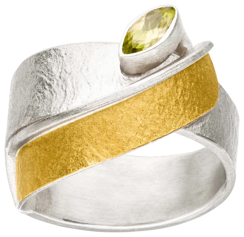 925er Silber Ring feingoldbelegt MANU R1367PR