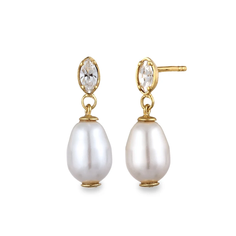 Ohrstecker | Mit Kristallen von Swarovski® & Synthetische Perle (Weiß)