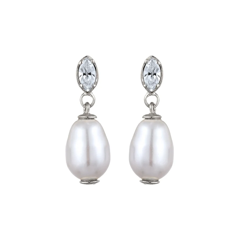 Ohrstecker | Mit Kristallen von Swarovski® & Synthetische Perle (Weiß)