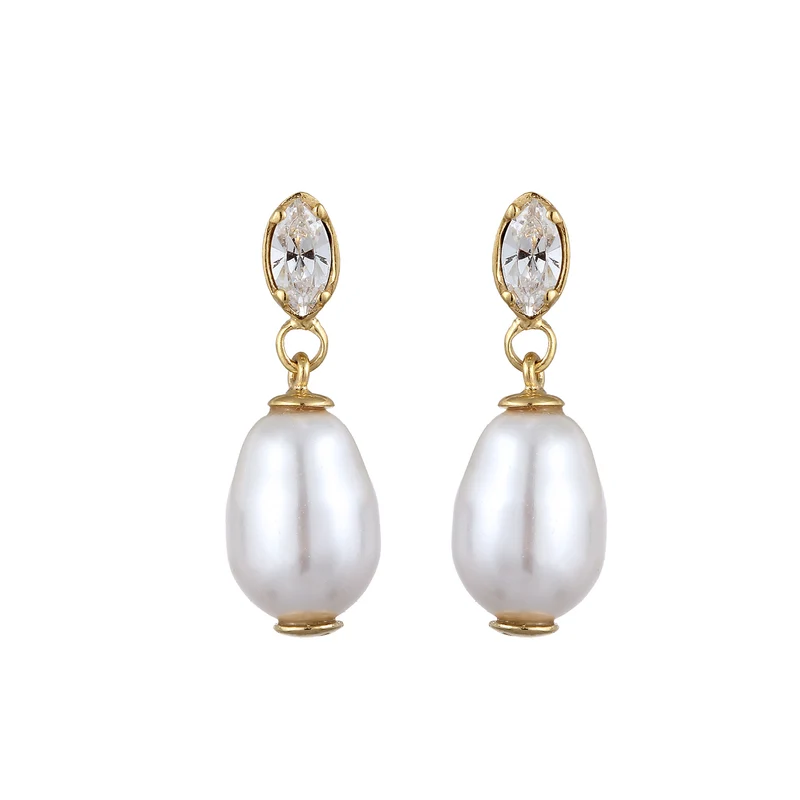 Ohrstecker | Mit Kristallen von Swarovski® & Synthetische Perle (Weiß)