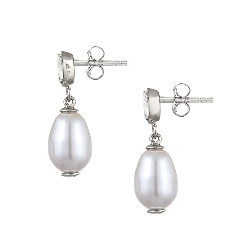 Ohrstecker | Mit Kristallen von Swarovski® & Synthetische Perle (Weiß)