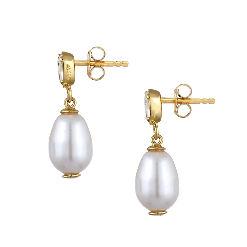 Ohrstecker | Mit Kristallen von Swarovski® & Synthetische Perle (Weiß)