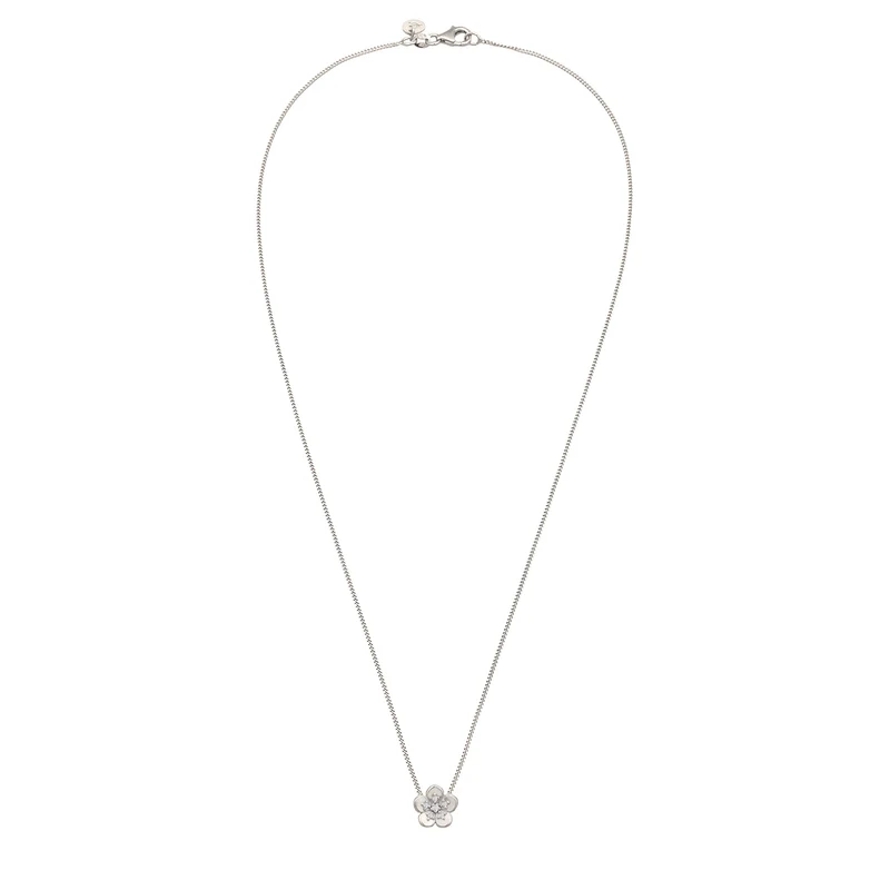 Halskette Blume | Laborgezüchteter Diamant (Weiß, 0.135 ct.)