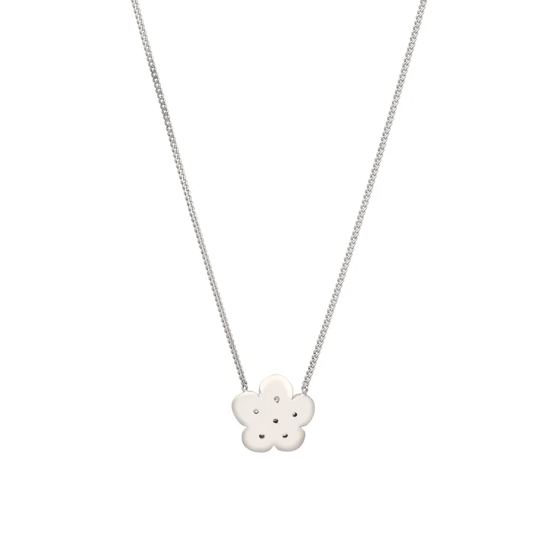 Halskette Blume | Laborgezüchteter Diamant (Weiß, 0.135 ct.)