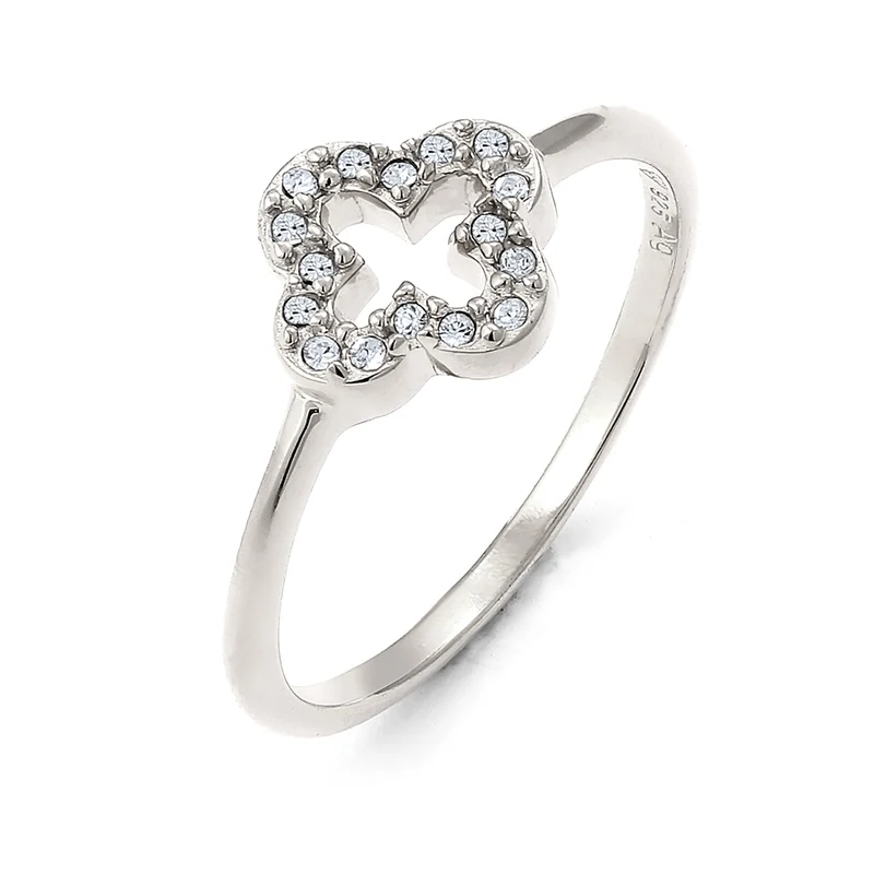 Ring Kleeblatt | Mit Kristallen von Swarovski® (Weiß)