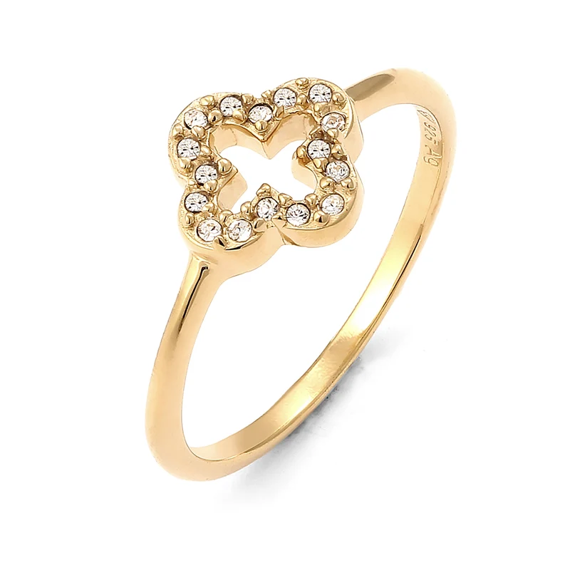Ring Kleeblatt | Mit Kristallen von Swarovski® (Weiß)