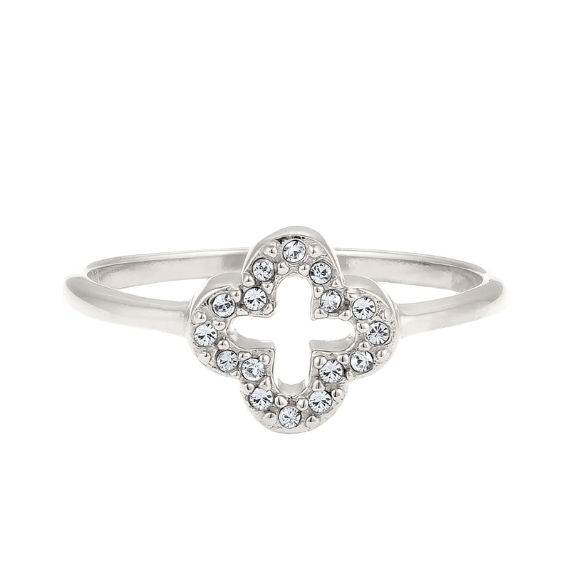 Ring Kleeblatt | Mit Kristallen von Swarovski® (Weiß)