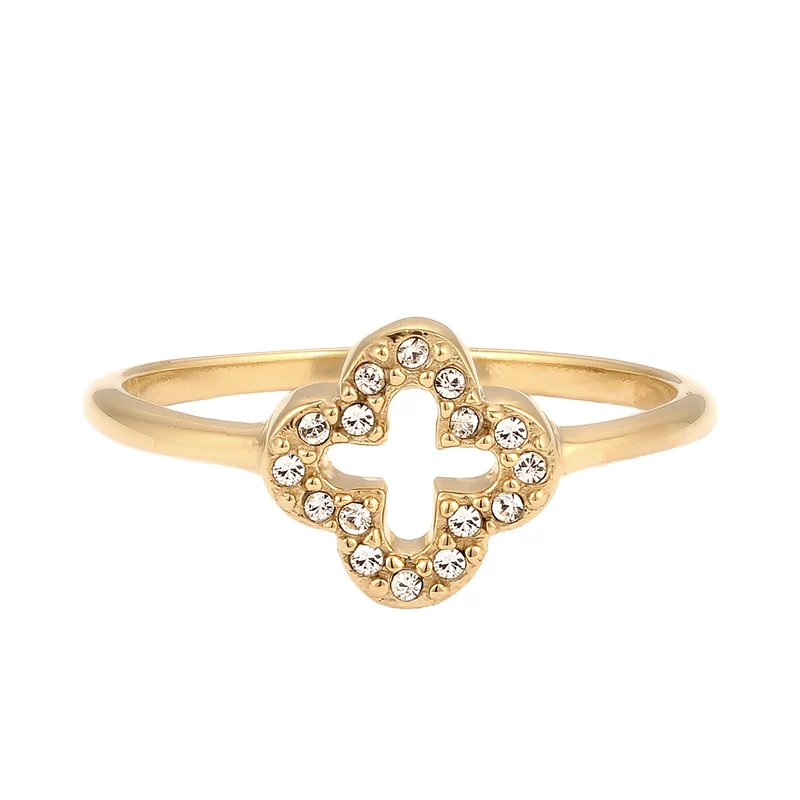 Ring Kleeblatt | Mit Kristallen von Swarovski® (Weiß)