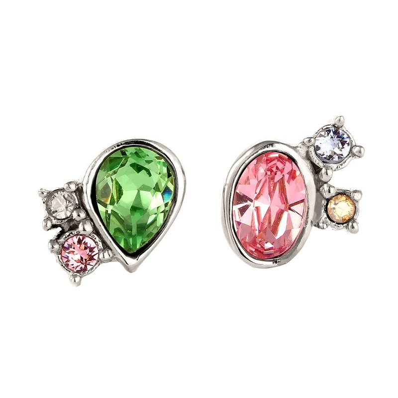 Ohrstecker Oval | Mit Kristallen von Swarovski® (Pink & Hellgrün & Blau)
