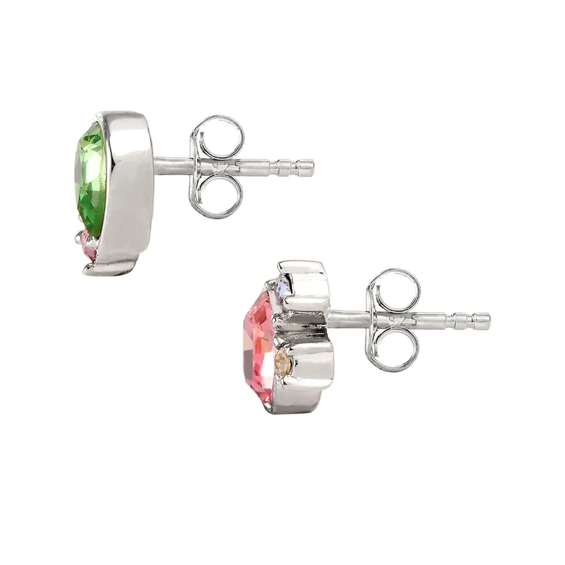 Ohrstecker Oval | Mit Kristallen von Swarovski® (Pink & Hellgrün & Blau)