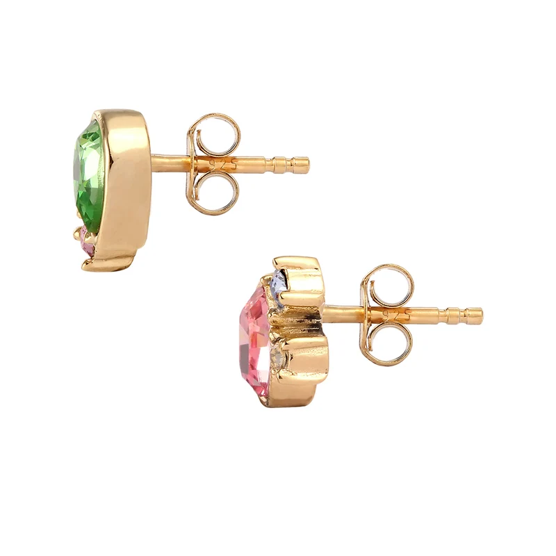 Ohrstecker Oval | Mit Kristallen von Swarovski® (Pink & Hellgrün & Blau)