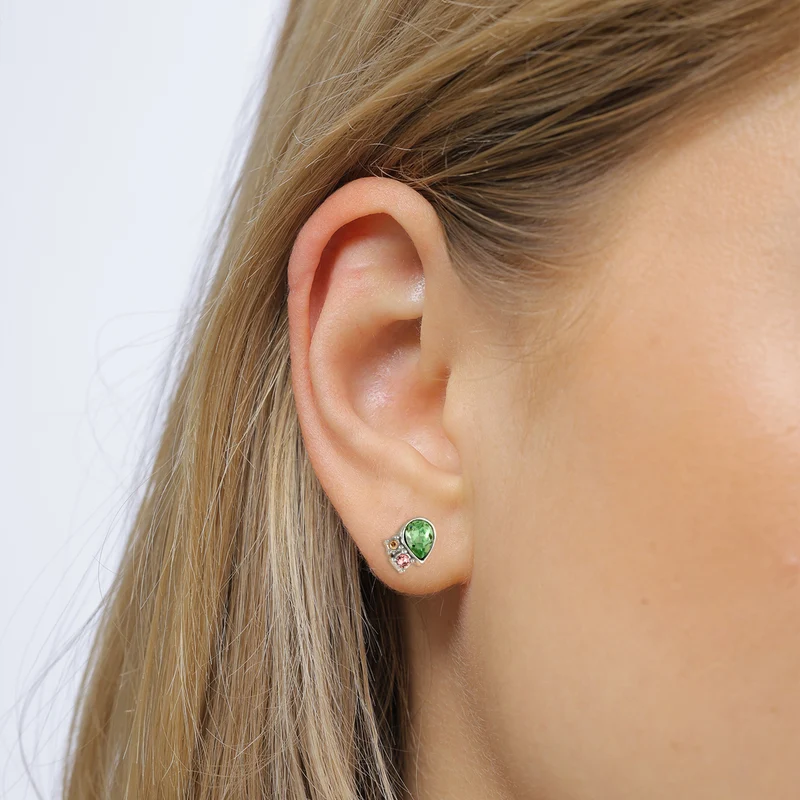 Ohrstecker Oval | Mit Kristallen von Swarovski® (Pink & Hellgrün & Blau)