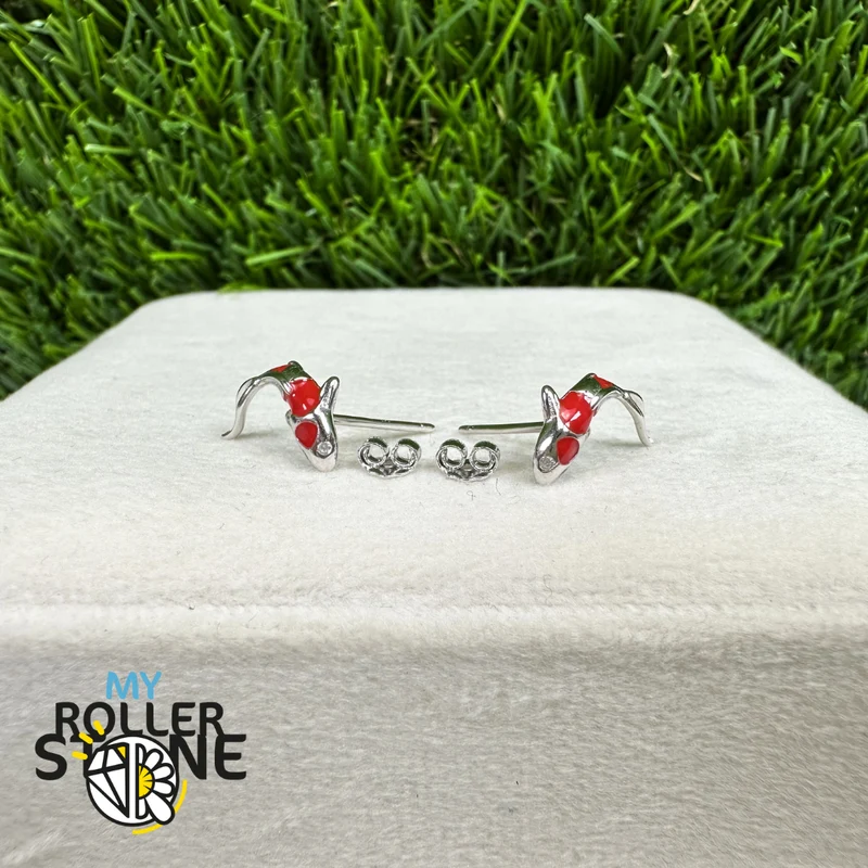Koi-Karpfen-Ohrringe aus 925er Sterlingsilber und Zirkonia