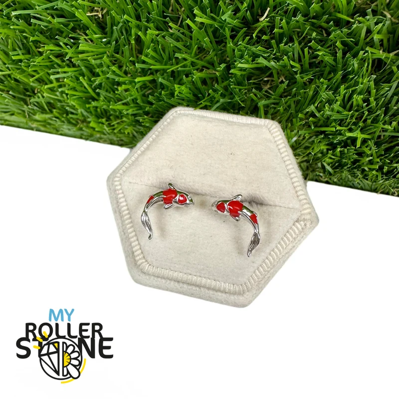 Koi-Karpfen-Ohrringe aus 925er Sterlingsilber und Zirkonia