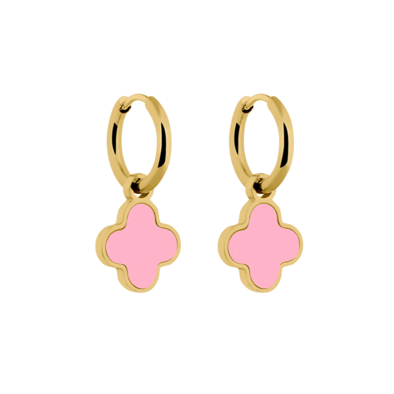 Pink Lucky Leaf Ohrringe 14K Vergoldet