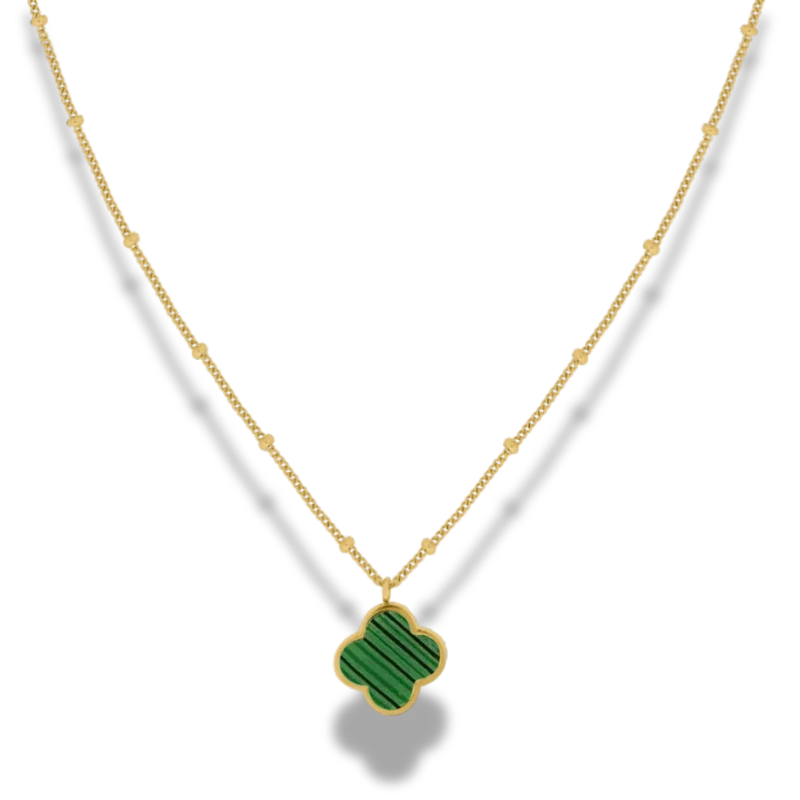 Malachite Lucky Leaf Kette 14K Vergoldet