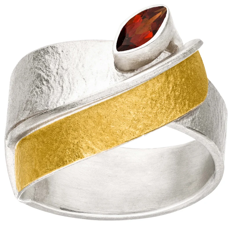 925er Silber Ring feingoldbelegt MANU R1367GT