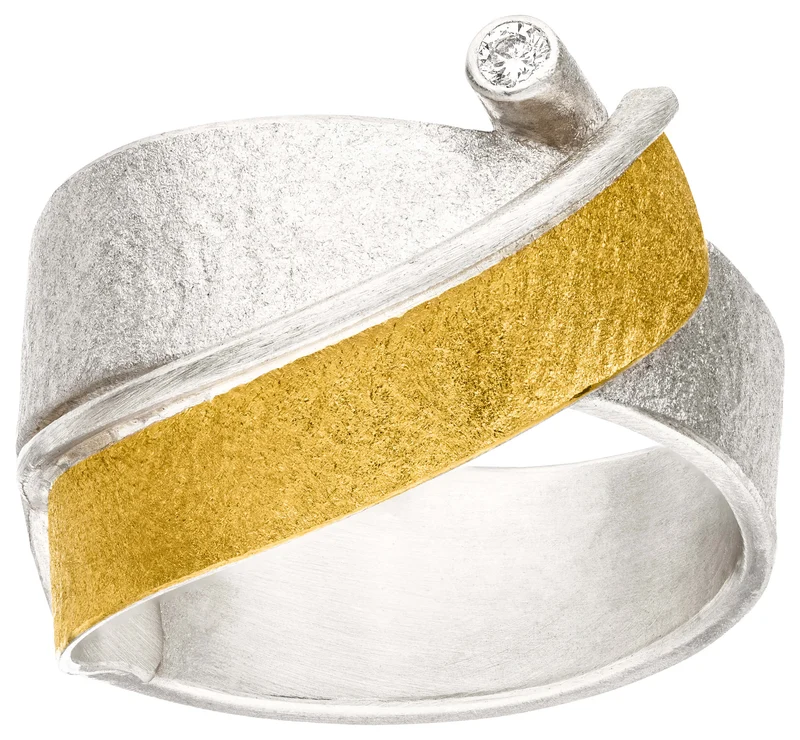 925er Silber Ring feingoldbelegt MANU R1367BR