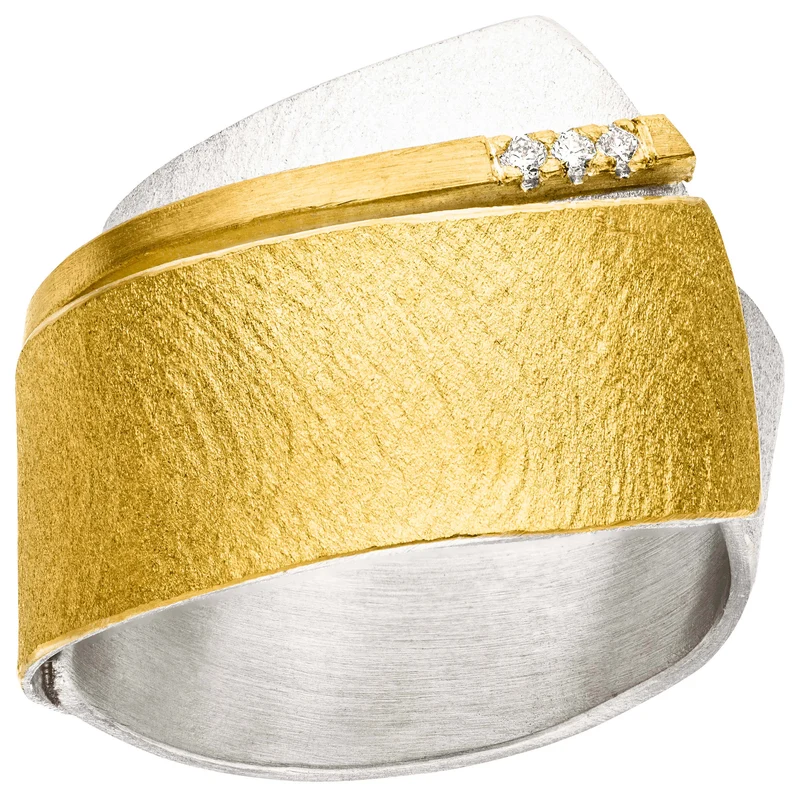 925er Silber Ring feingoldbelegt MANU R1365BR