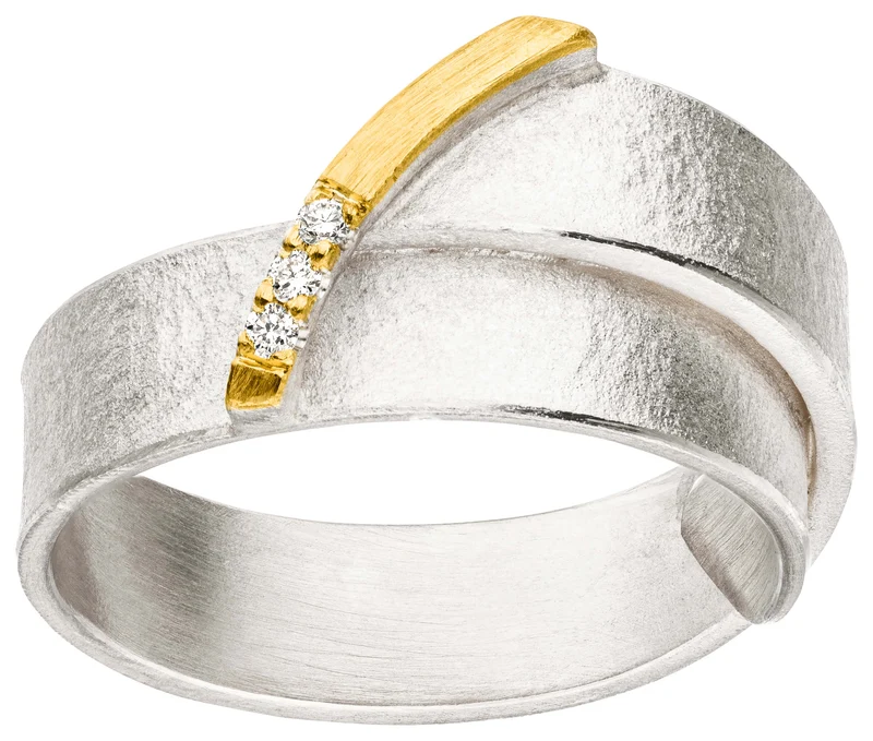 925er Silber Ring feingoldbelegt MANU R1369BR