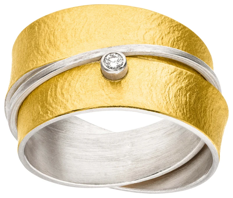 925er Silber Ring feingoldbelegt MANU R1370GBR
