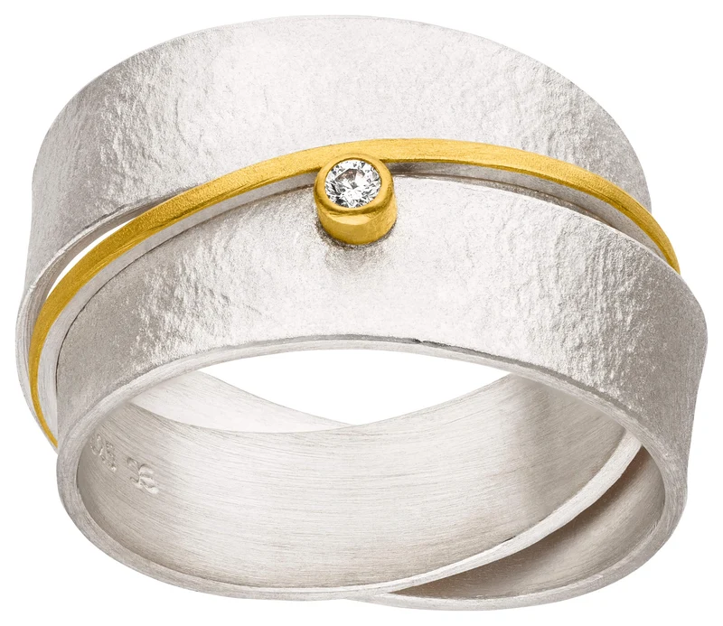 925er Silber Ring feingoldbelegt MANU R1370BR