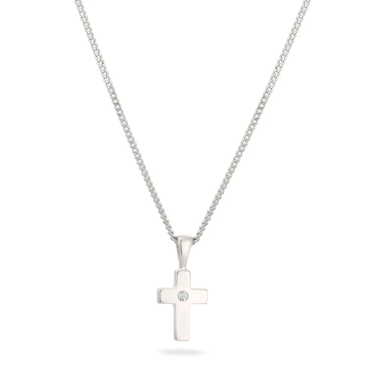 Halskette Kreuz | Laborgezüchteter Diamant (Weiß, 0.02 ct)