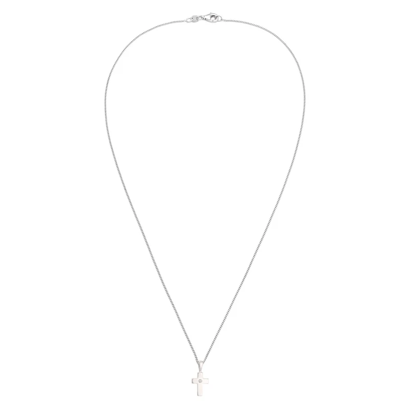 Halskette Kreuz | Laborgezüchteter Diamant (Weiß, 0.02 ct)