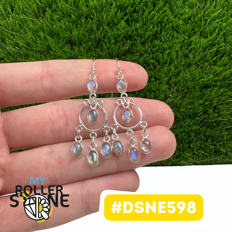 Labradorit-Ohrringe im Traumfänger-Design aus 925er Sterlingsilber #DSNE598