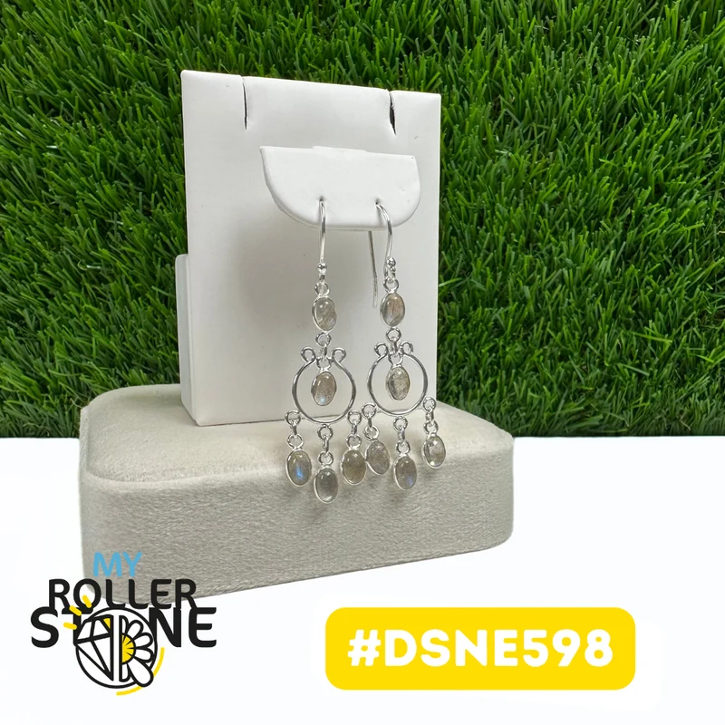 Labradorit-Ohrringe im Traumfänger-Design aus 925er Sterlingsilber #DSNE598