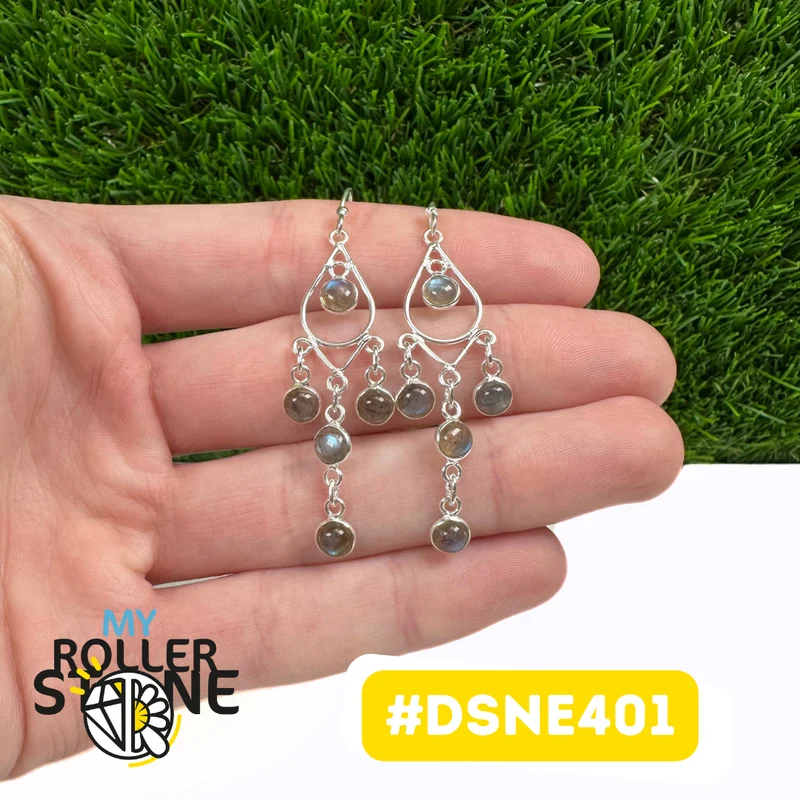 Labradorit-Ohrringe im Traumfänger-Design aus 925er Sterlingsilber #DSNE401