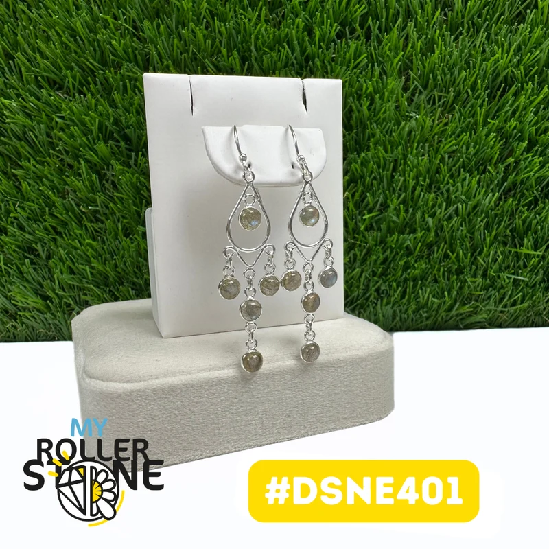 Labradorit-Ohrringe im Traumfänger-Design aus 925er Sterlingsilber #DSNE401