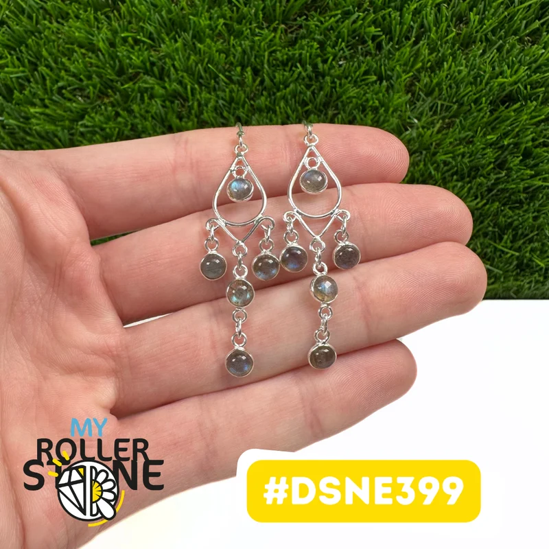 Labradorit-Ohrringe im Traumfänger-Design aus 925er Sterlingsilber #DSNE399