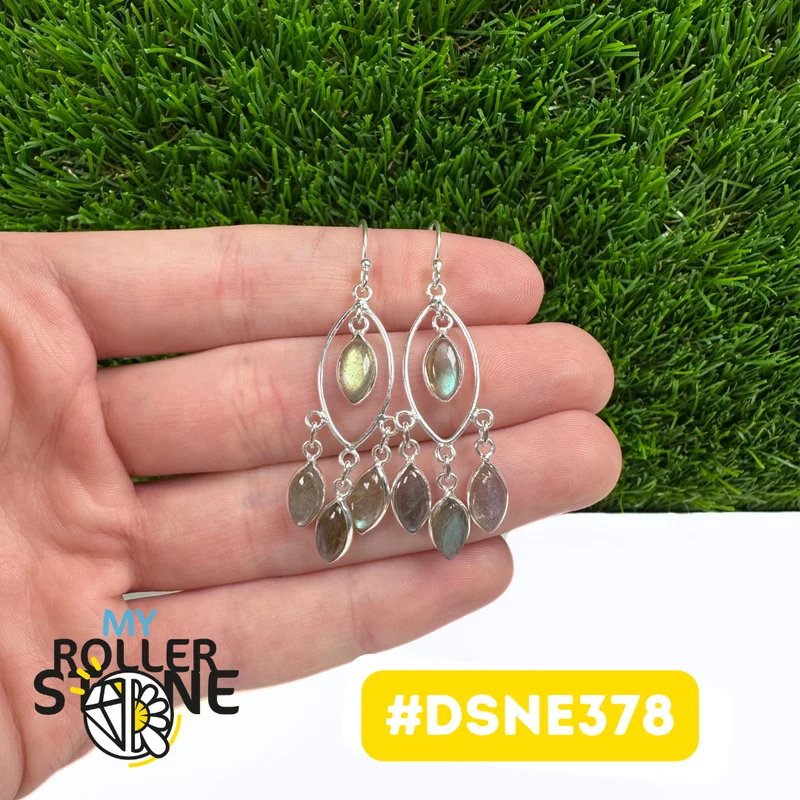 Labradorit-Ohrringe mit Blattmotiv und Traumfänger-Design aus 925er Sterlingsilber #DSNE378